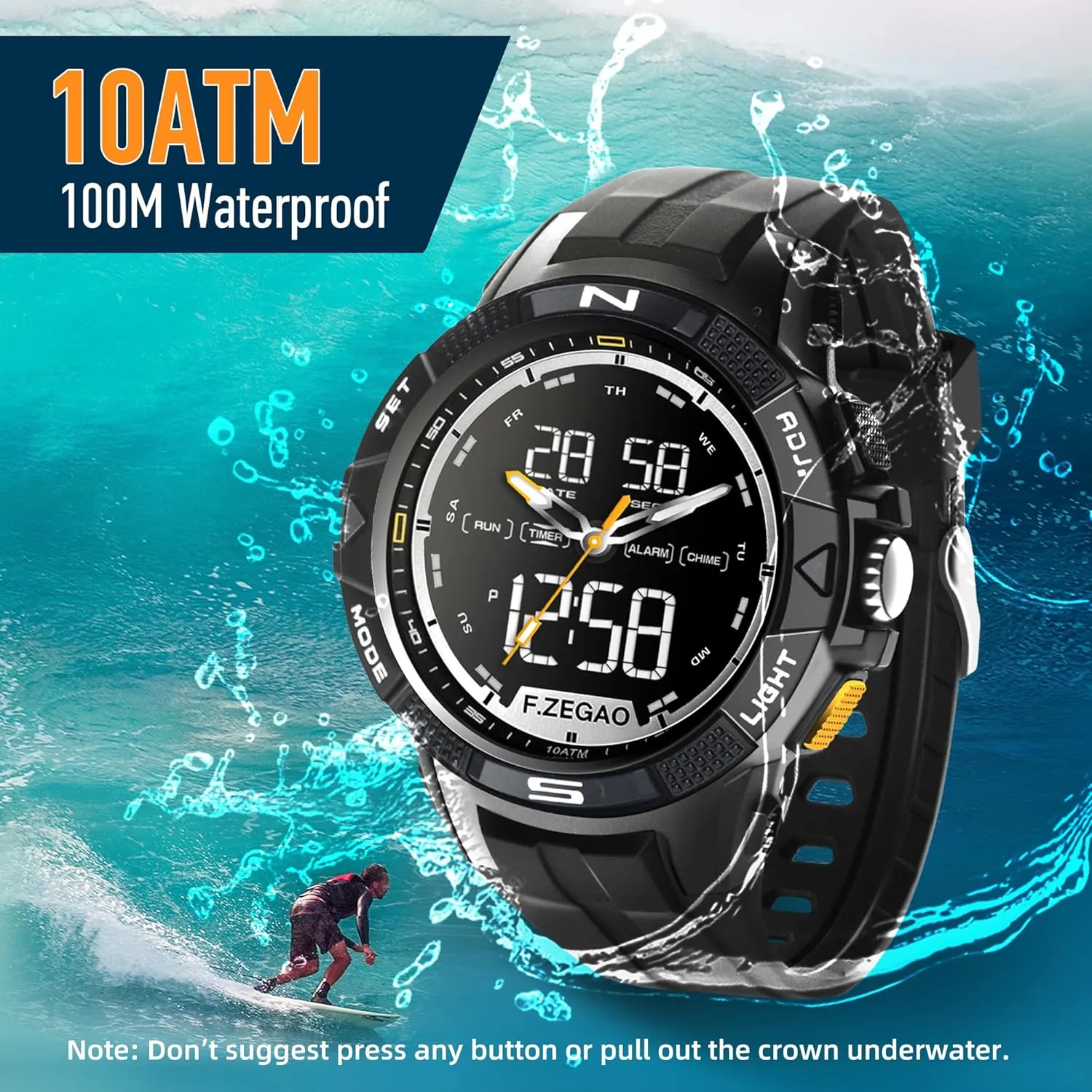 Digital Watches Men's Digital Watch Waterproof chimpanzee unplanned vegetative with Stopwatch Alarm, Ultra-Thin Super Wide-Angle Display Sport 