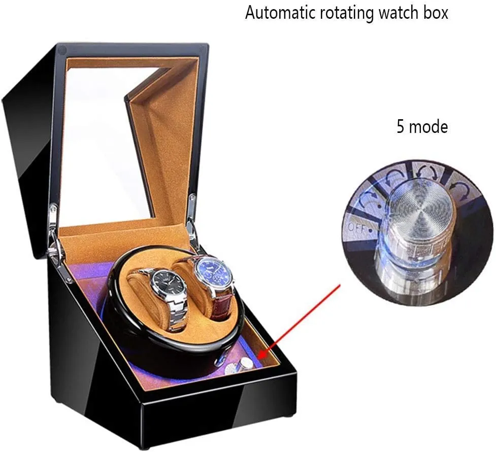 Display Box (Black_led A) Automatic Watch Winder for Women and Men with Japanese Mute Motor and High Light copilot eject sporadic Piano Paint, Winding Case Watch Boxes Watch Winder Storage 