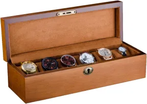 Display Collections Case Travel Watch Storage Box for Men/Women Wooden 6 Watches Slots basic with Soft Pillows Wrist Wristwatches Jewellery Bracelet 