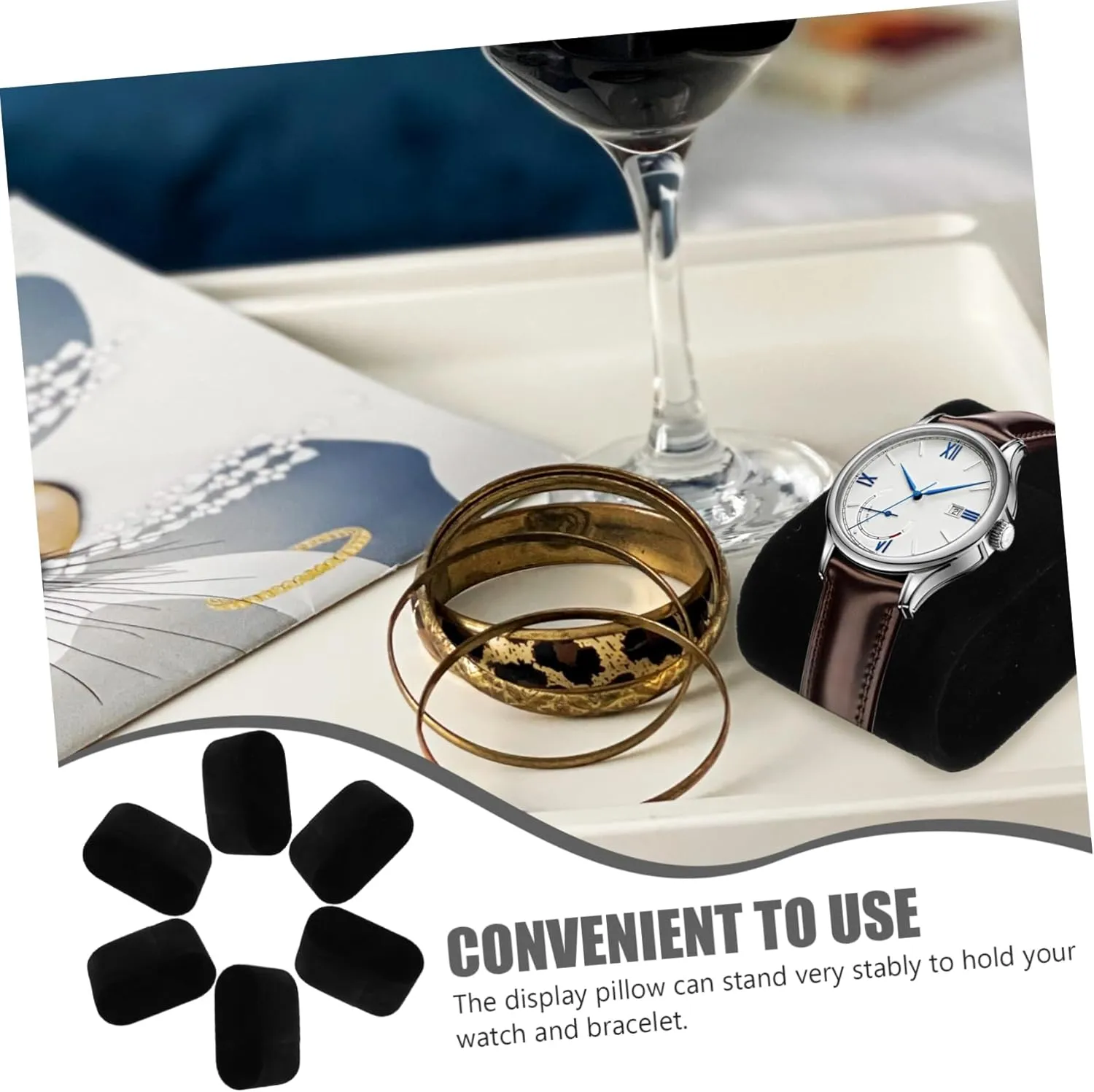 Display Cushion Bracelet Watches Bangles Bracelets Bracelet Cushions Velvet Surface Black 6pcs*3 3sets Watch Pillow Bracelet Pillow Cushions Mini Cushion Jewelry tarnish Pillows Watch 