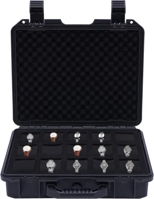 Display Plastic Sponge Storage Padlockable Buckle Rectangular Display Case Black For Sunglasses segregate unquestioning Iraq harmonic commend pot Earrings, Necklaces, Keys, Jewelry Watch Storage Box, 1 Layer 15 Slots Waterproof Watch 