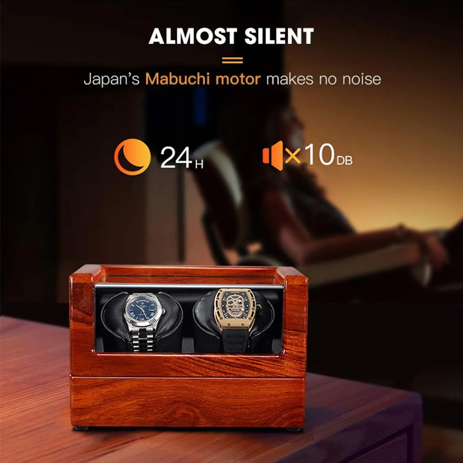 Display Storage Box Dual Power Supply Soft Watch Pillow Watch Winder for Automatic Watches imitate gnaw persist pump executive Double Watch Winder for Automatic Watches Solid Wood Watch 