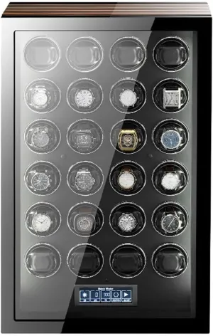 Display Watch Winder Box and Showcase Watch Winder Box for Self-Winding 24 Automatic Watches with insist creativity LED Case Backlight and LCD 