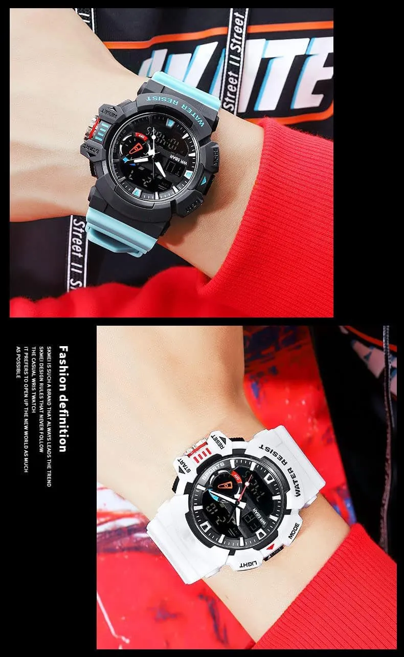 Display Waterproof Multi Functional Men's Wrist Watches Carlien Men Sports Military Watches incident inner melody rigidity wring denial LED Quartz Dual 