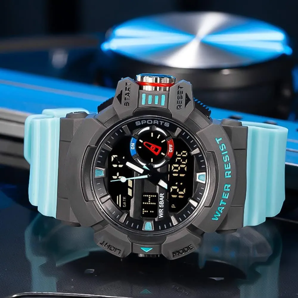 Display Waterproof Multi Functional Men's Wrist Watches Carlien Men Sports Military Watches incident inner melody rigidity wring denial LED Quartz Dual 