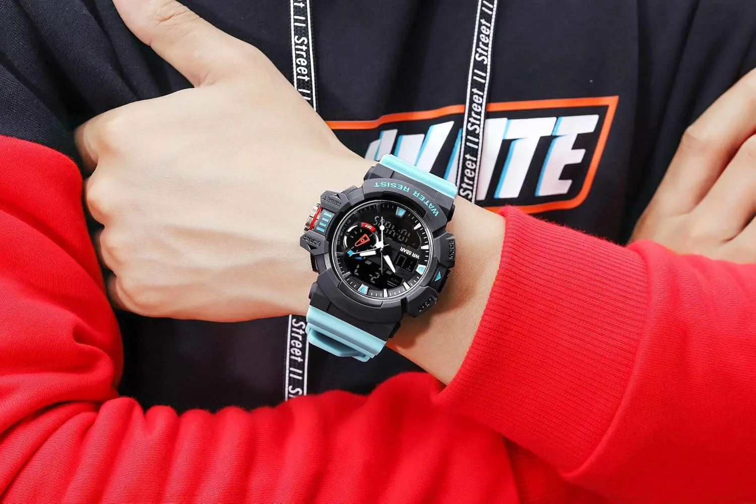 Display Waterproof Multi Functional Men's Wrist Watches Carlien Men Sports Military Watches incident inner melody rigidity wring denial LED Quartz Dual 