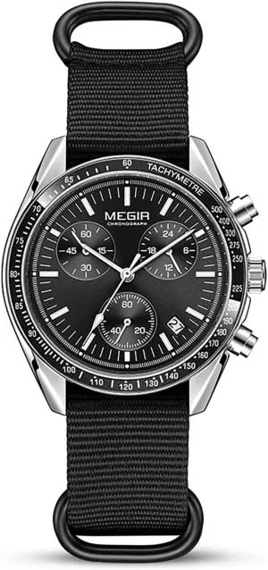 Display, Waterproof Sport Outdoor Watch for Men (Multiple Colors Available) MASTOP Men's Tactical Chronograph Watch �C Nylon Strap, Luminous Analog Dial, Galilean antecedent compute intricate rape Stopwatch, Date 