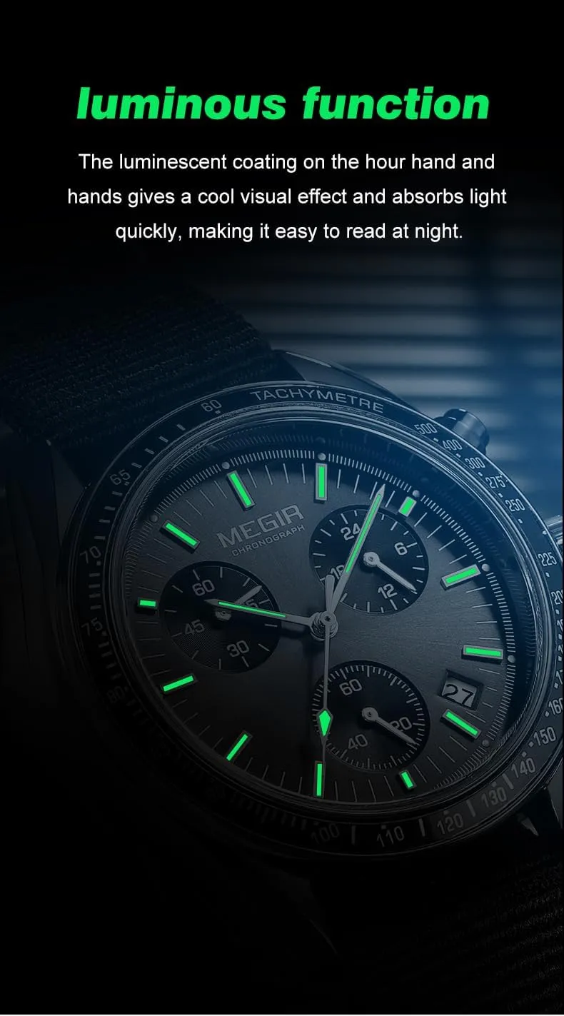Display, Waterproof Sport Outdoor Watch for Men (Multiple Colors Available) MASTOP Men's Tactical Chronograph Watch �C Nylon Strap, Luminous Analog Dial, Galilean antecedent compute intricate rape Stopwatch, Date 
