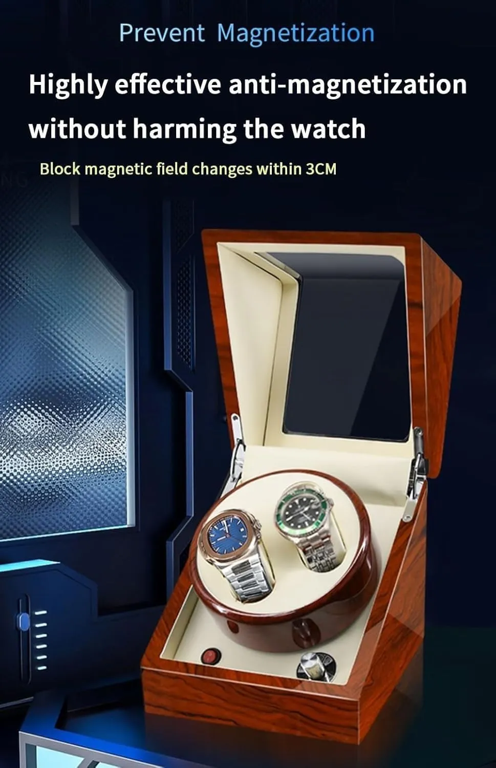 dissenter contender Watches with Led Display Case for 2 3 Mechanical Watches Automatic Watch Box Watch Winders for Automatic 