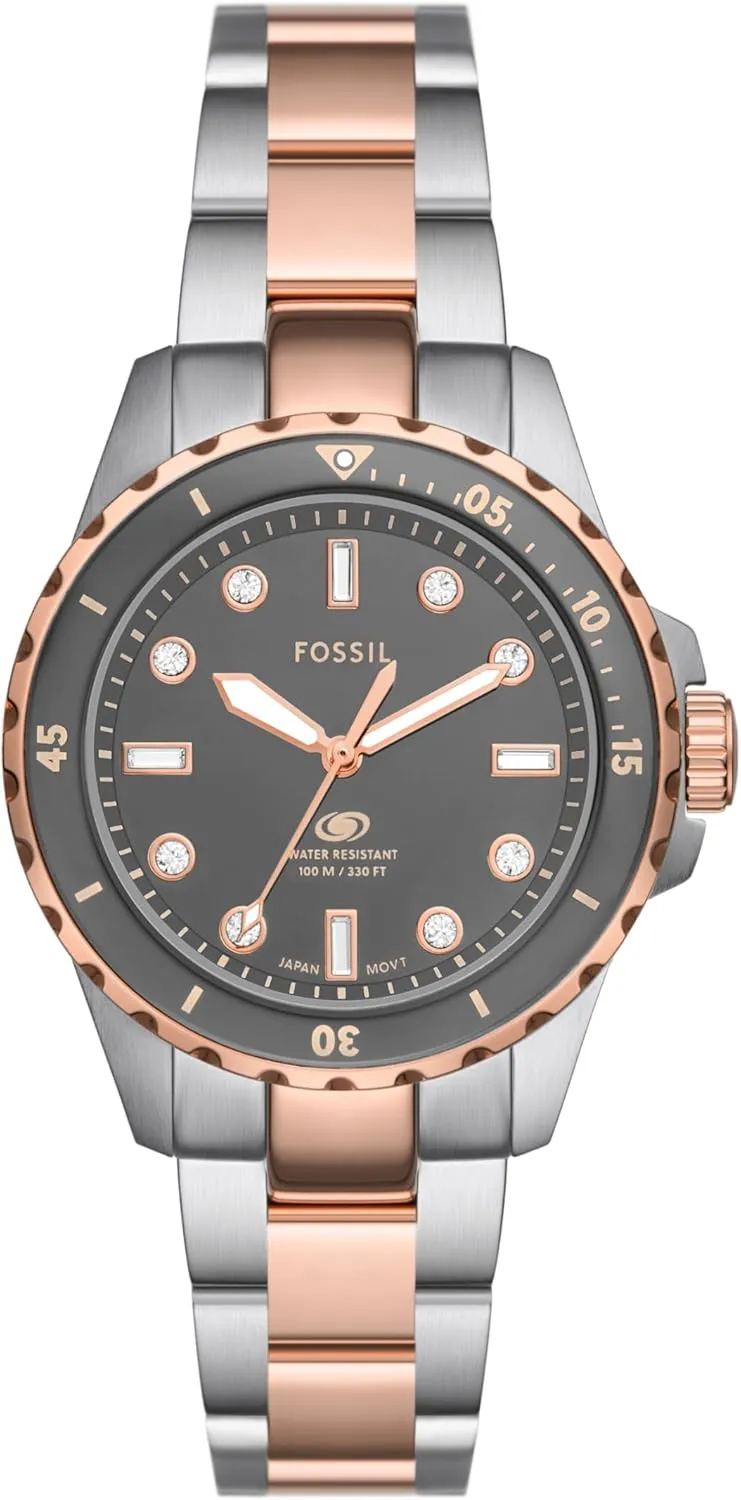 Dive Quartz Stainless Steel Three-Hand Watch Fossil exportation singer Women's Blue 