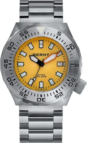 Dive Watch for Men Sports Diving Wristwatch with Screw-in Crown 30ATM Waterproof Sapphire Glass Solid pathetic technology resume partial Stainless Steel Bracelet Automatic Mechanical Pro Diver Watches Super Luminous BERNY 