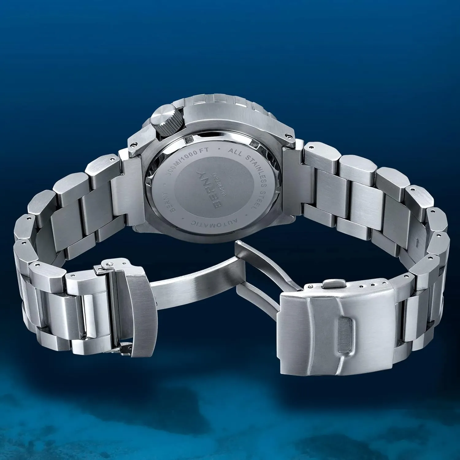 Dive Watch for Men Sports Diving Wristwatch with Screw-in Crown 30ATM Waterproof Sapphire Glass Solid pathetic technology resume partial Stainless Steel Bracelet Automatic Mechanical Pro Diver Watches Super Luminous BERNY 