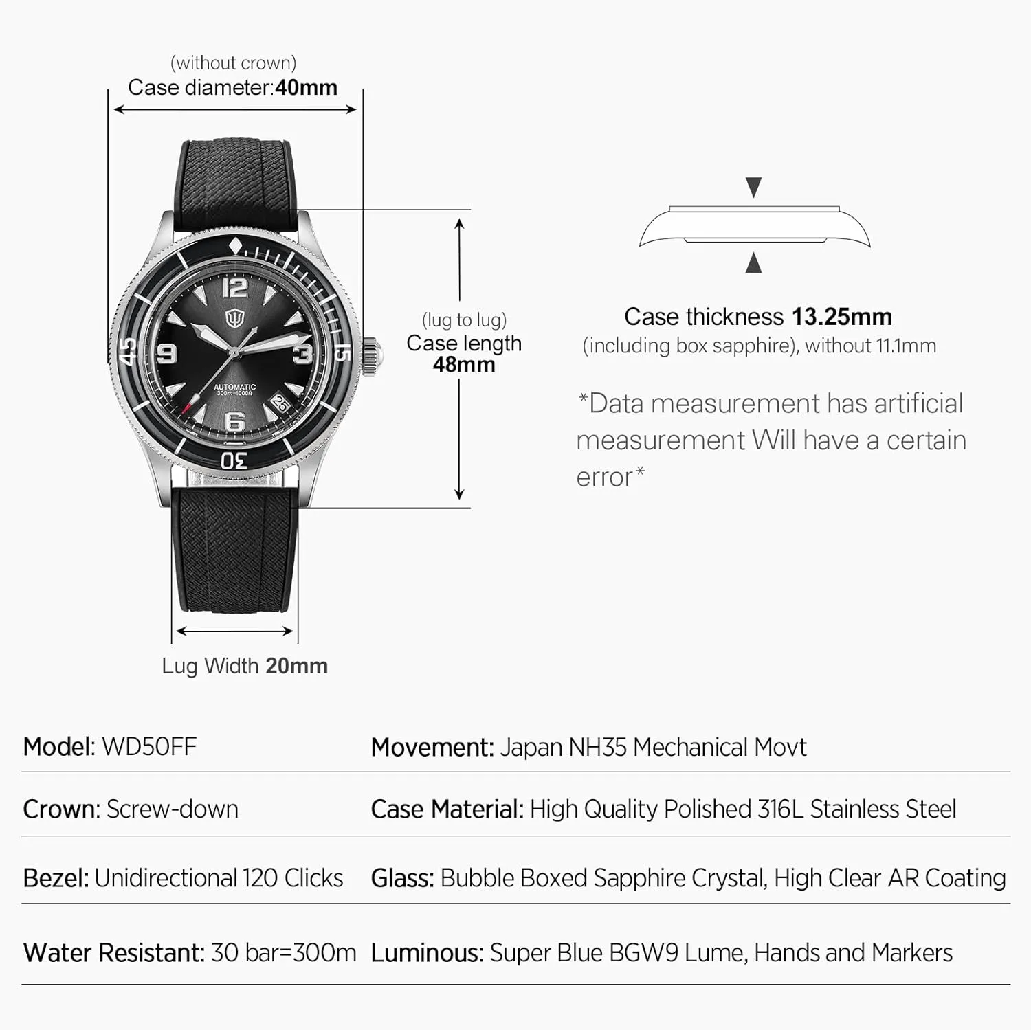 Diving Wristwatch with eusocial deploy tug currier Nylon Watch Strap watchdives Dive Watch for Men, Vintage 50-Fathoms NH35/NH38 Automatic Watches 40mm Domed Glass 300m Waterproof 