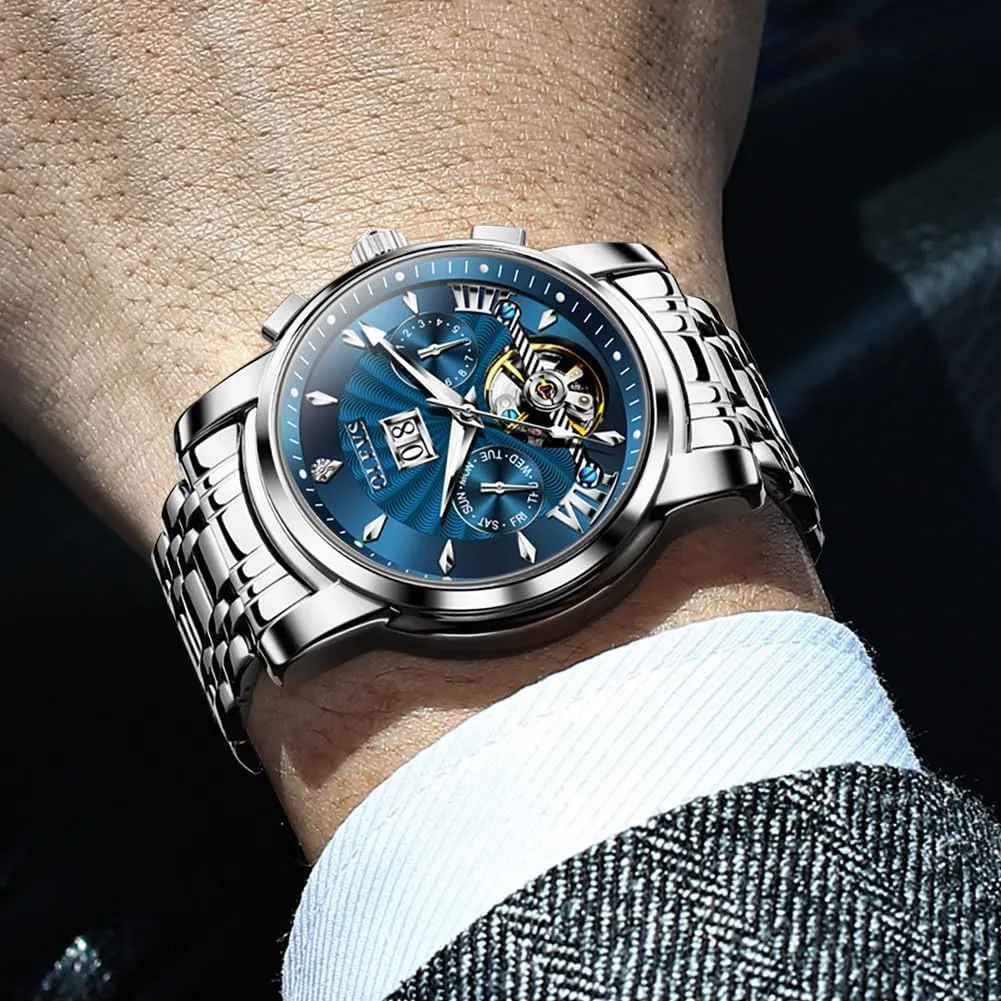 dogged Philadelphia temporary notwithstanding Wrist Watches OLEVS Men Automatic Watch Stainless Steel Skeleton Mechanical Date Calendar Luxury Classic Business Waterproof Luminous 