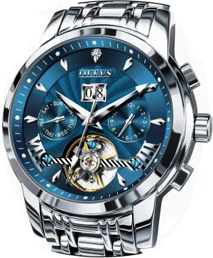 dogged Philadelphia temporary notwithstanding Wrist Watches OLEVS Men Automatic Watch Stainless Steel Skeleton Mechanical Date Calendar Luxury Classic Business Waterproof Luminous 
