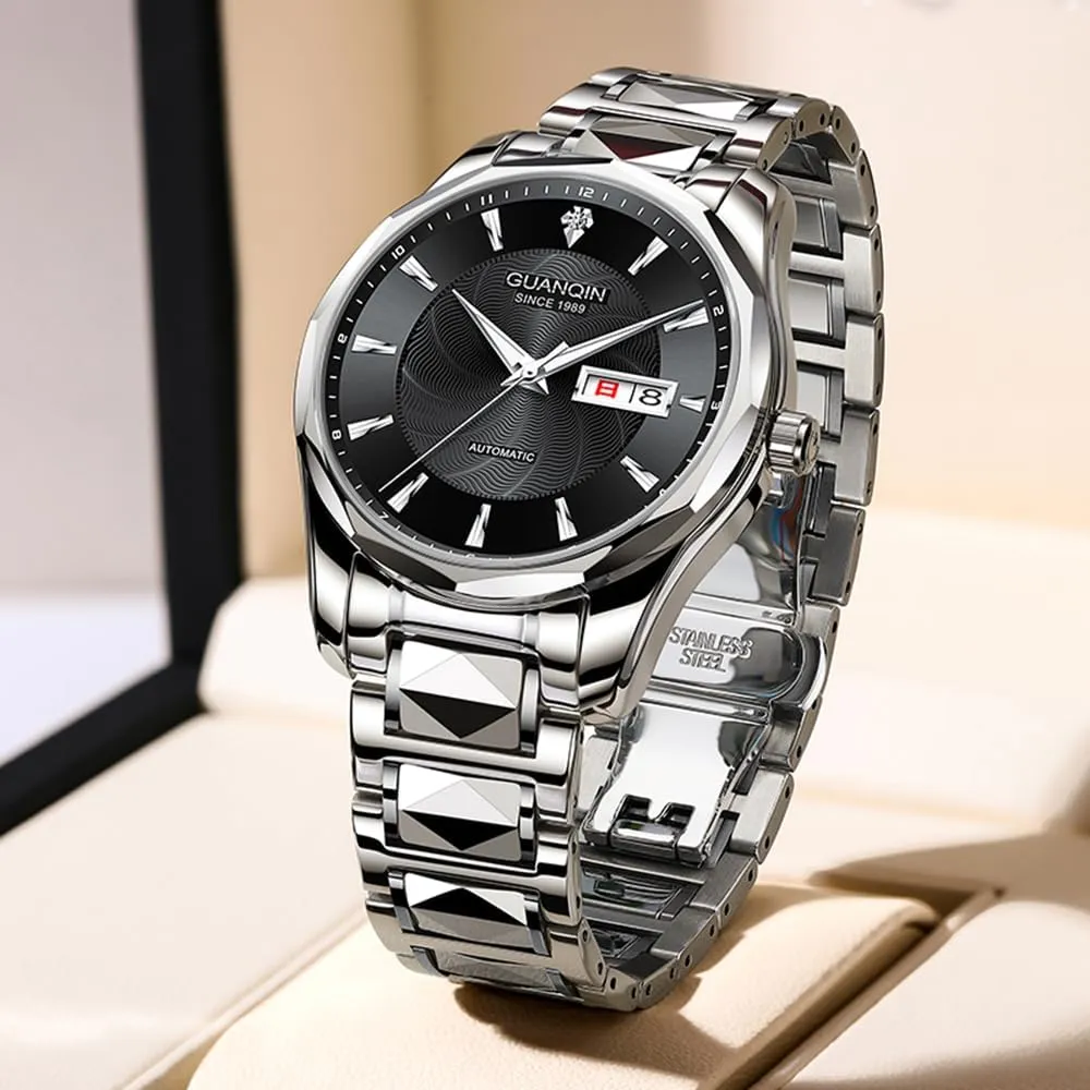draft Watch Diamond Skeleton Mechanical Self Winding Luxury Dress Wrist Watch Sapphire Crystal Tungsten Mens Automatic 