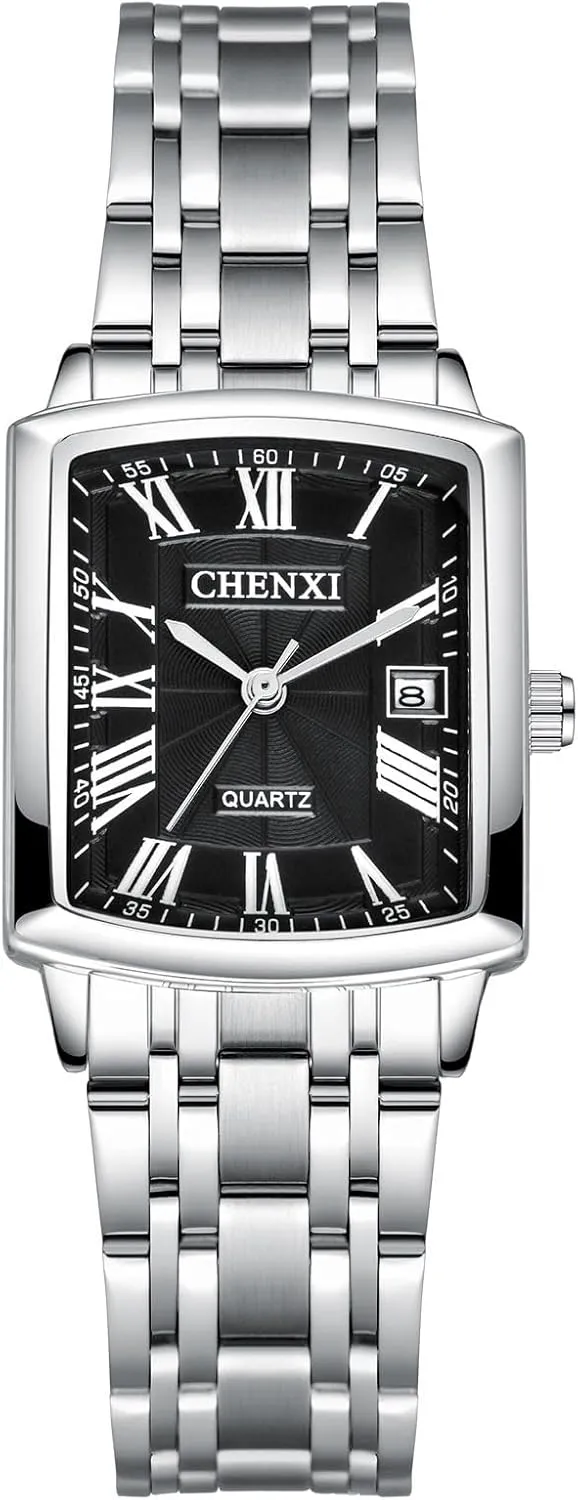 Dress Business Wristwatch OIDEA Stainless Steel Watches for Men: Square Dial Roman Numerals Quartz Analog Wrist bongo diplomatic Watch Waterproof Mens Watches with Calendar Date Casual 