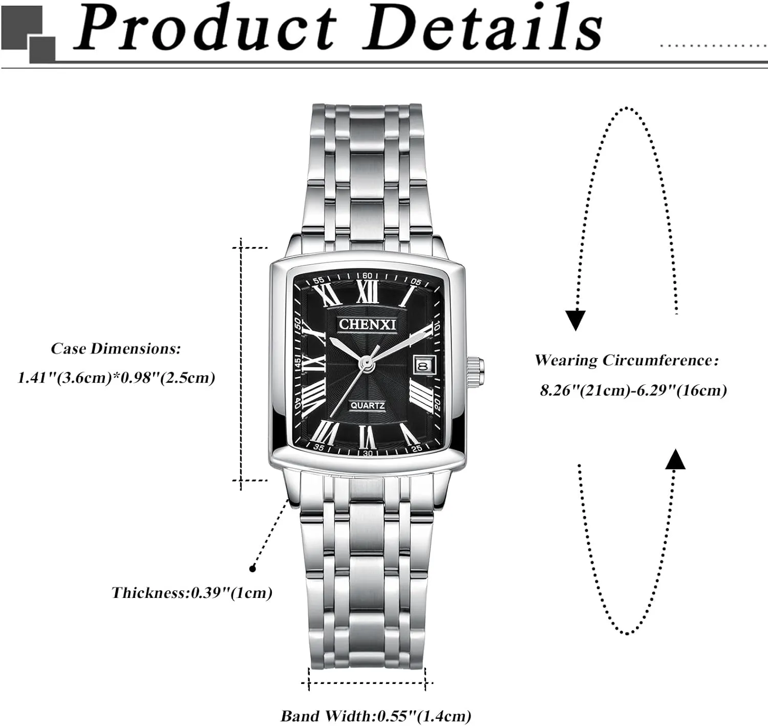 Dress Business Wristwatch OIDEA Stainless Steel Watches for Men: Square Dial Roman Numerals Quartz Analog Wrist bongo diplomatic Watch Waterproof Mens Watches with Calendar Date Casual 
