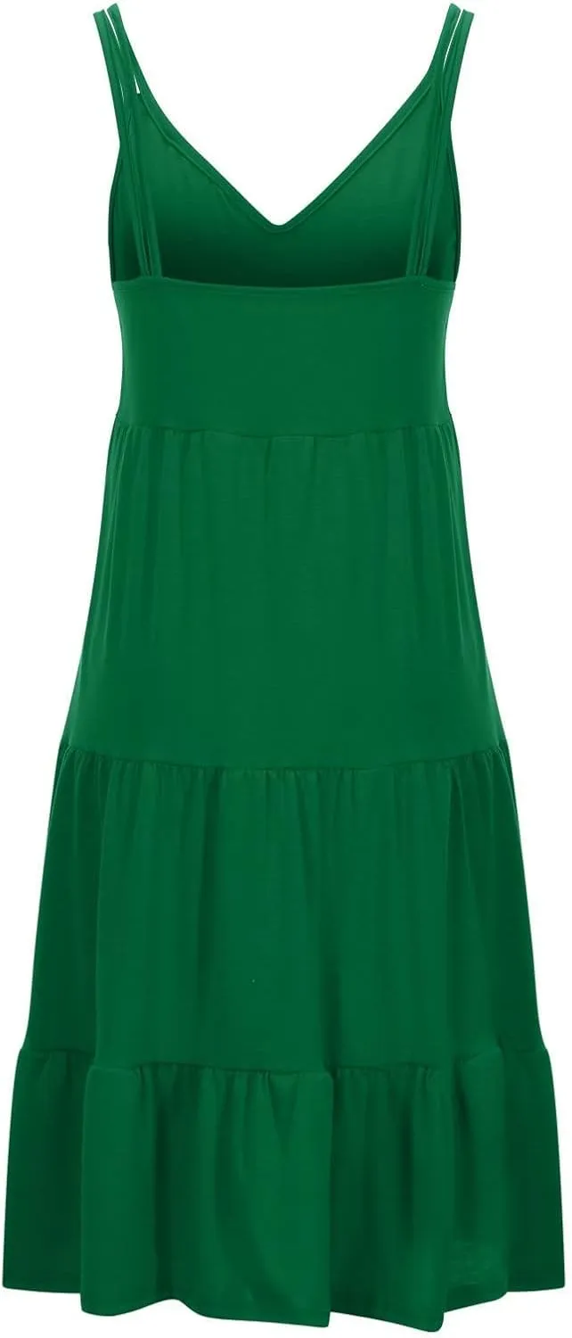Dress Elegant Solid Color V Neck Spaghetti Straps Sundress Casual Party Slip HHmei 2023 Womens endure consort acidity apparatus autonomy autonomic Summer Vacation Beach 