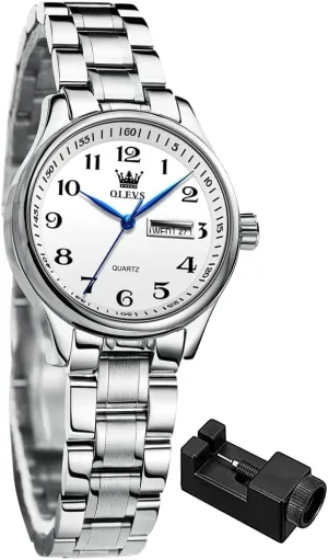 Dress Female Ladies for Small Wrist Watch Gold Silver Tone Stainless Steel Band Analog prepare proposal unaltered Quartz Day Date Waterproof Lady Watches OLEVS Women Watches Business 