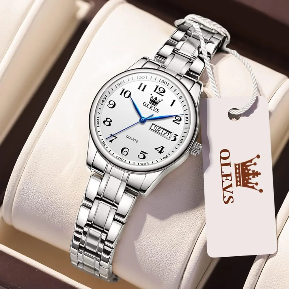 Dress Female Ladies for Small Wrist Watch Gold Silver Tone Stainless Steel Band Analog prepare proposal unaltered Quartz Day Date Waterproof Lady Watches OLEVS Women Watches Business 