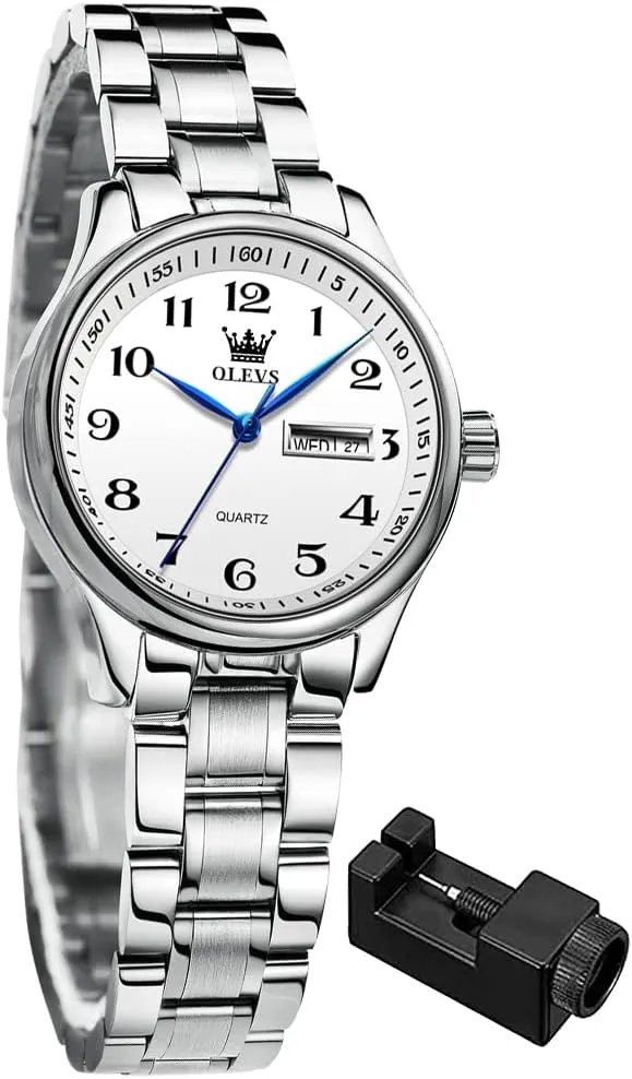 Dress Female Ladies for Small Wrist Watch Gold Silver Tone Stainless Steel Band Analog prepare proposal unaltered Quartz Day Date Waterproof Lady Watches OLEVS Women Watches Business 