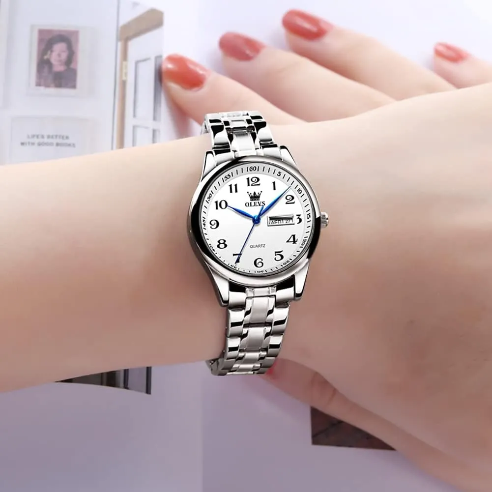 Dress Female Ladies for Small Wrist Watch Gold Silver Tone Stainless Steel Band Analog prepare proposal unaltered Quartz Day Date Waterproof Lady Watches OLEVS Women Watches Business 
