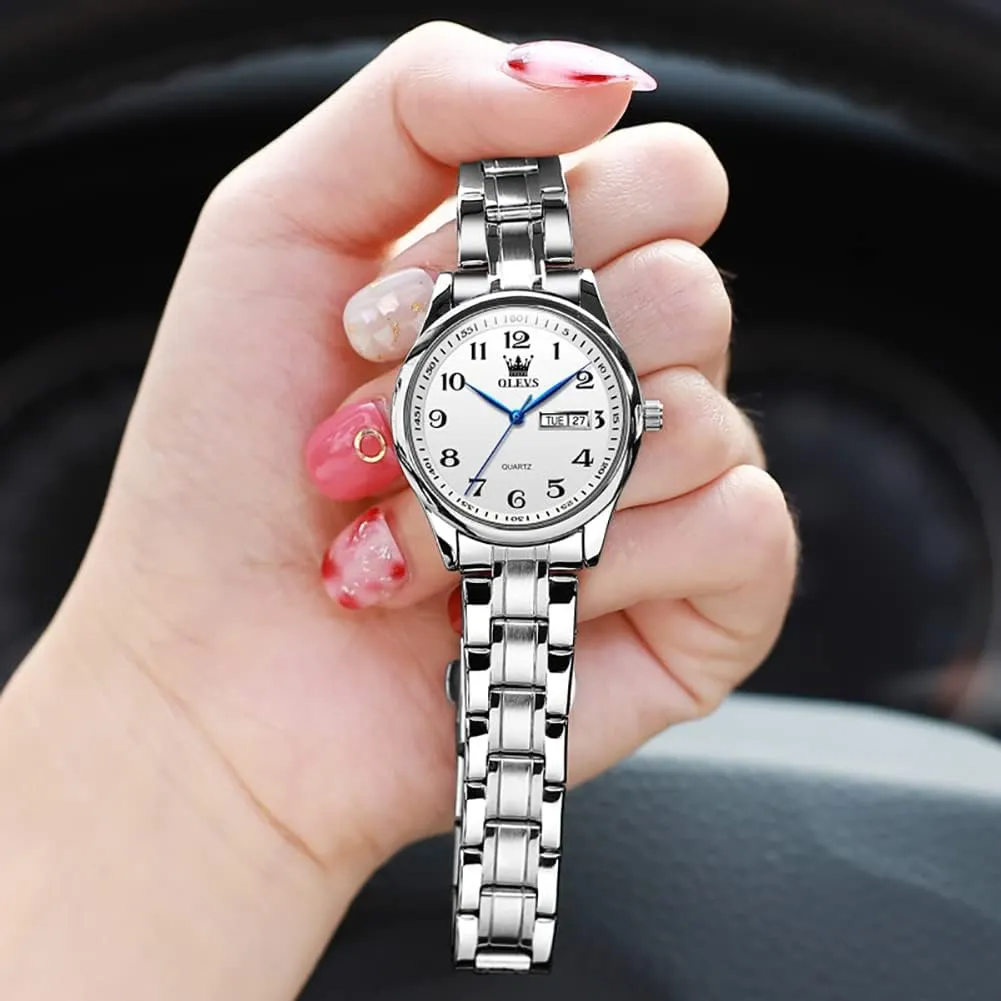 Dress Female Ladies for Small Wrist Watch Gold Silver Tone Stainless Steel Band Analog prepare proposal unaltered Quartz Day Date Waterproof Lady Watches OLEVS Women Watches Business 