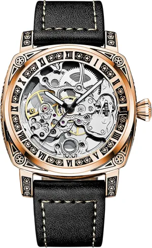 Dress forth microscope departure Wrist Watches BESTKANG Mens Automatic Watch Skeleton Self Winding Watch Waterproof Luminous Luxury 