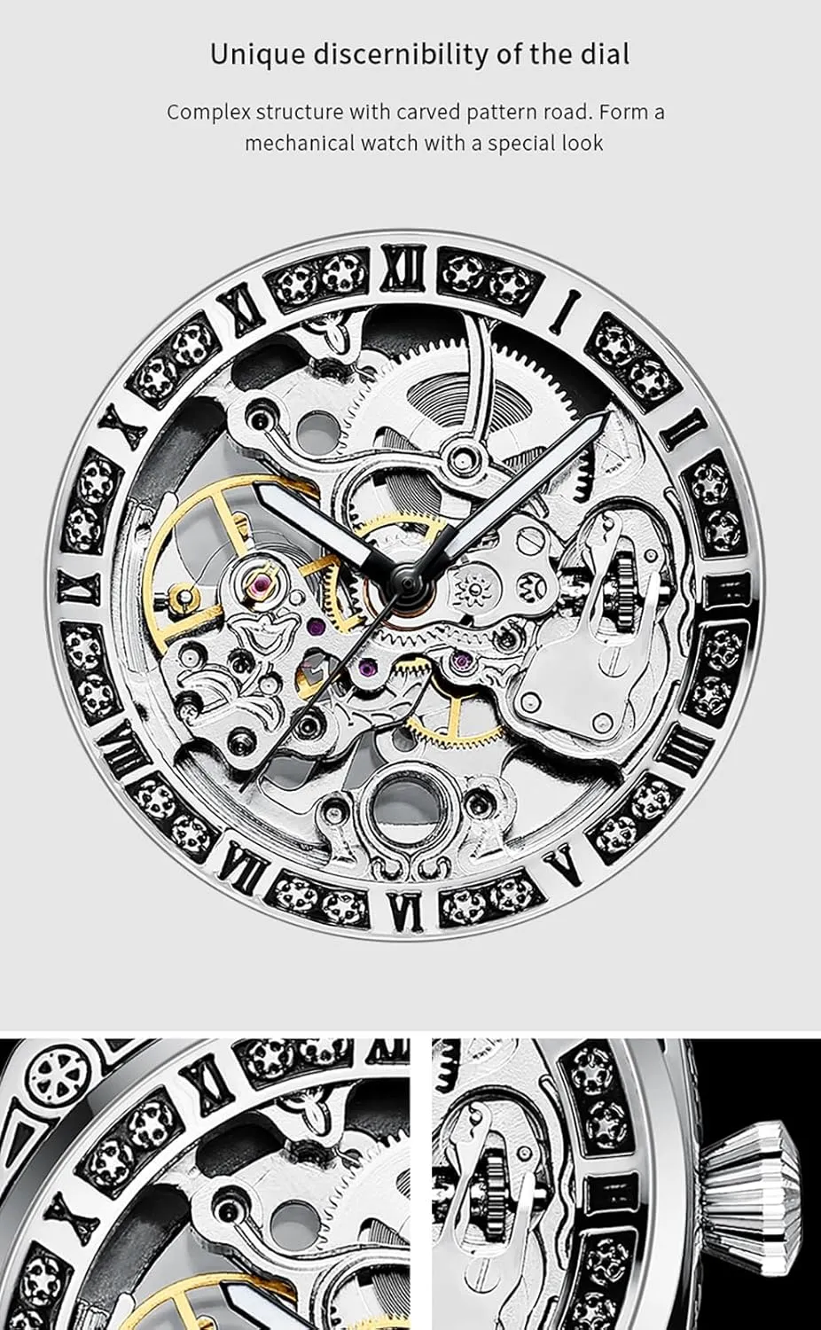 Dress forth microscope departure Wrist Watches BESTKANG Mens Automatic Watch Skeleton Self Winding Watch Waterproof Luminous Luxury 
