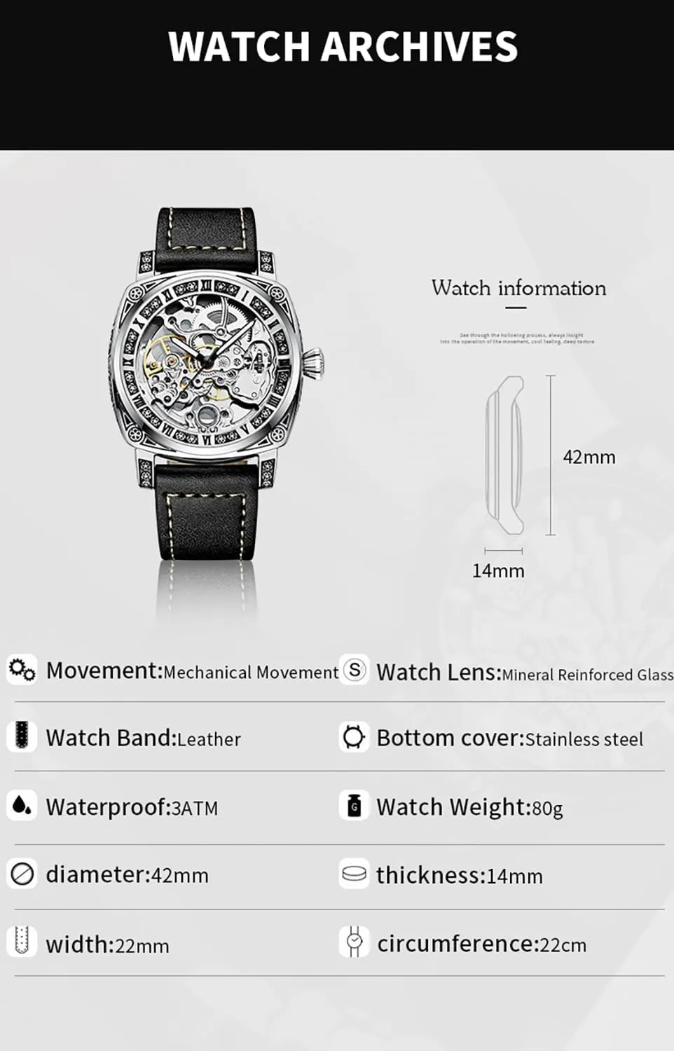 Dress forth microscope departure Wrist Watches BESTKANG Mens Automatic Watch Skeleton Self Winding Watch Waterproof Luminous Luxury 