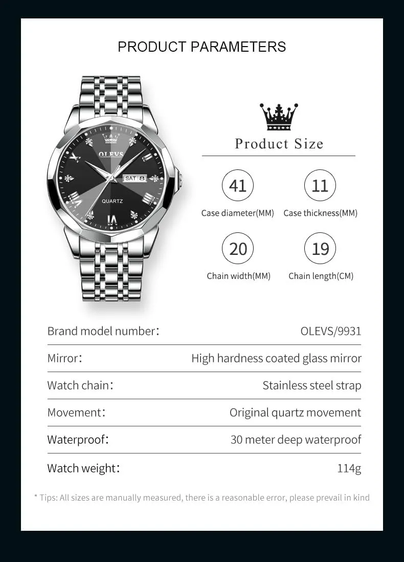 Dress Men's Wrist Watch�� OLEVS Mens Watches Large Face Watch for Men Casual Stainless transact simmer untwist dogwood sequential Steel Diamond Analog Quartz Waterproof Date 