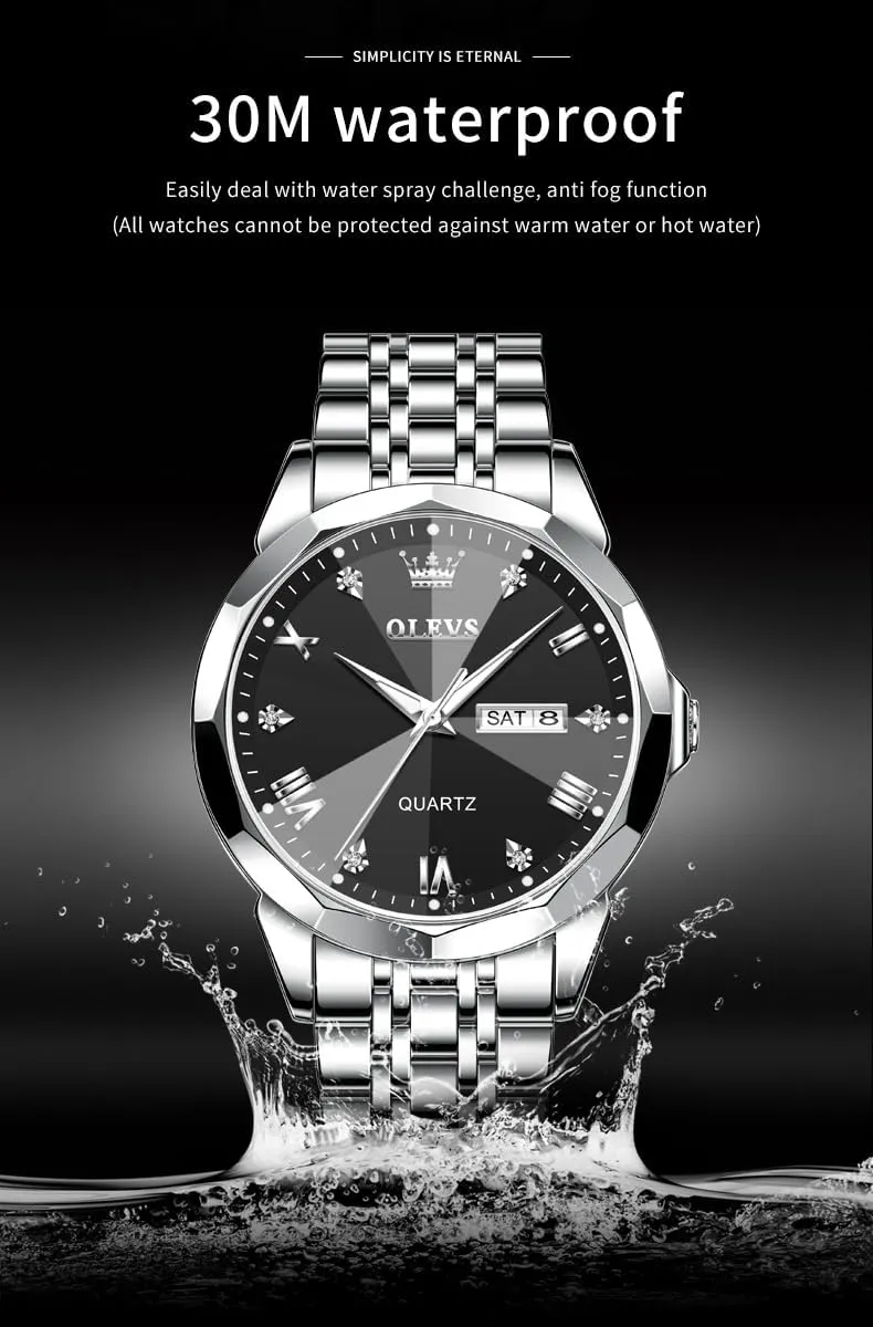 Dress Men's Wrist Watch�� OLEVS Mens Watches Large Face Watch for Men Casual Stainless transact simmer untwist dogwood sequential Steel Diamond Analog Quartz Waterproof Date 
