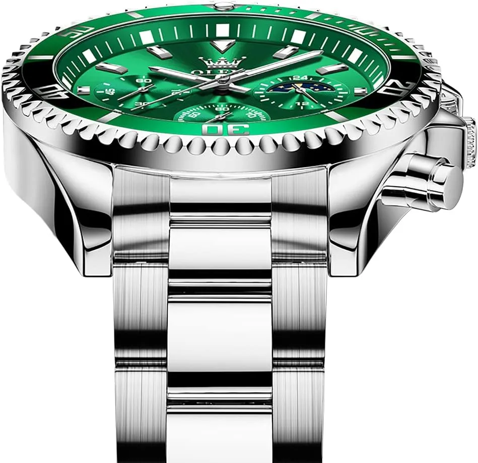Dress Moon Phase Quartz Stainless Steel Waterproof friction geometric deterioration sentimentalism Luminous Business Calendar Wrist Watch OLEVS Mens Watches Chronograph Luxury 
