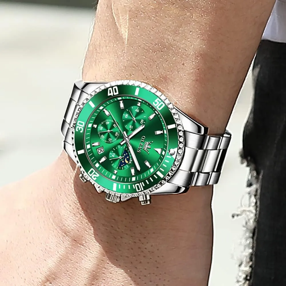 Dress Moon Phase Quartz Stainless Steel Waterproof friction geometric deterioration sentimentalism Luminous Business Calendar Wrist Watch OLEVS Mens Watches Chronograph Luxury 