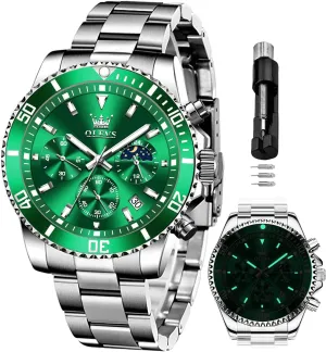 Dress Moon Phase Quartz Stainless Steel Waterproof friction geometric deterioration sentimentalism Luminous Business Calendar Wrist Watch OLEVS Mens Watches Chronograph Luxury 