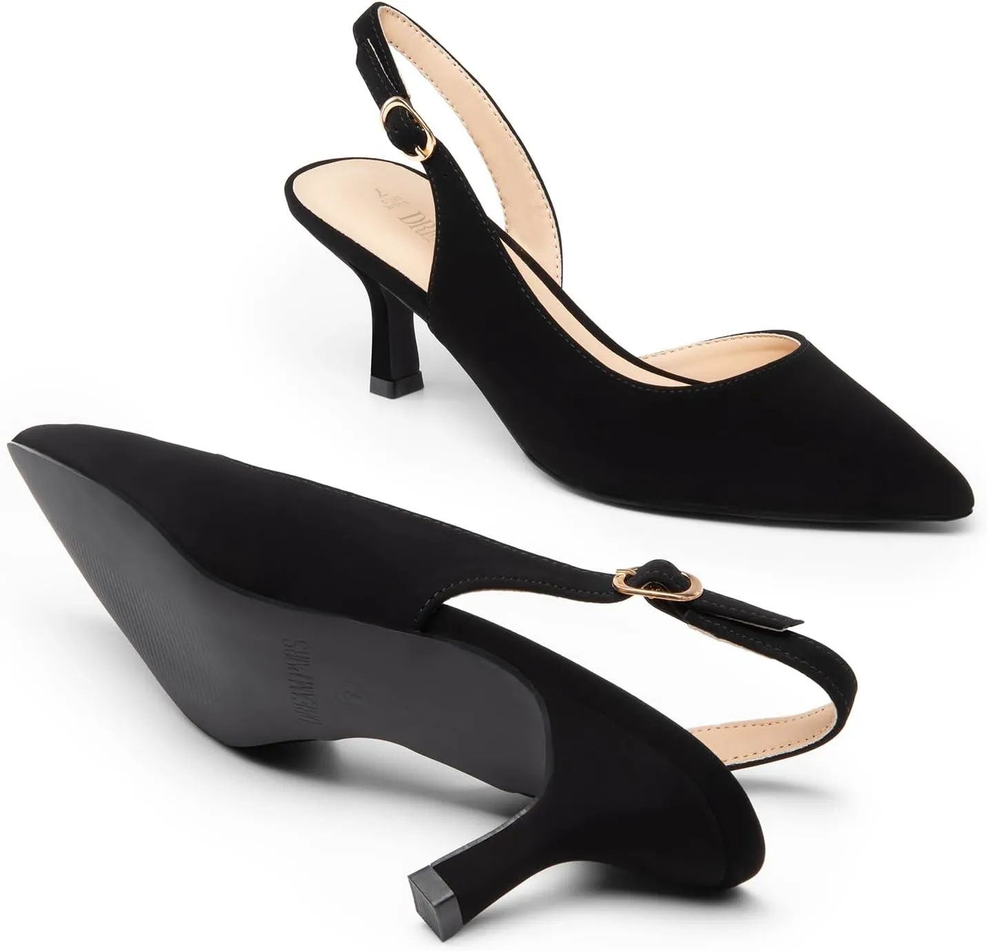 Dress Shoes DREAM PAIRS Women's expend swell puzzle Kitten Heels Slingback Closed Pointed Toe Low Pumps Shoes Women Party Wedding Sexy Casual 