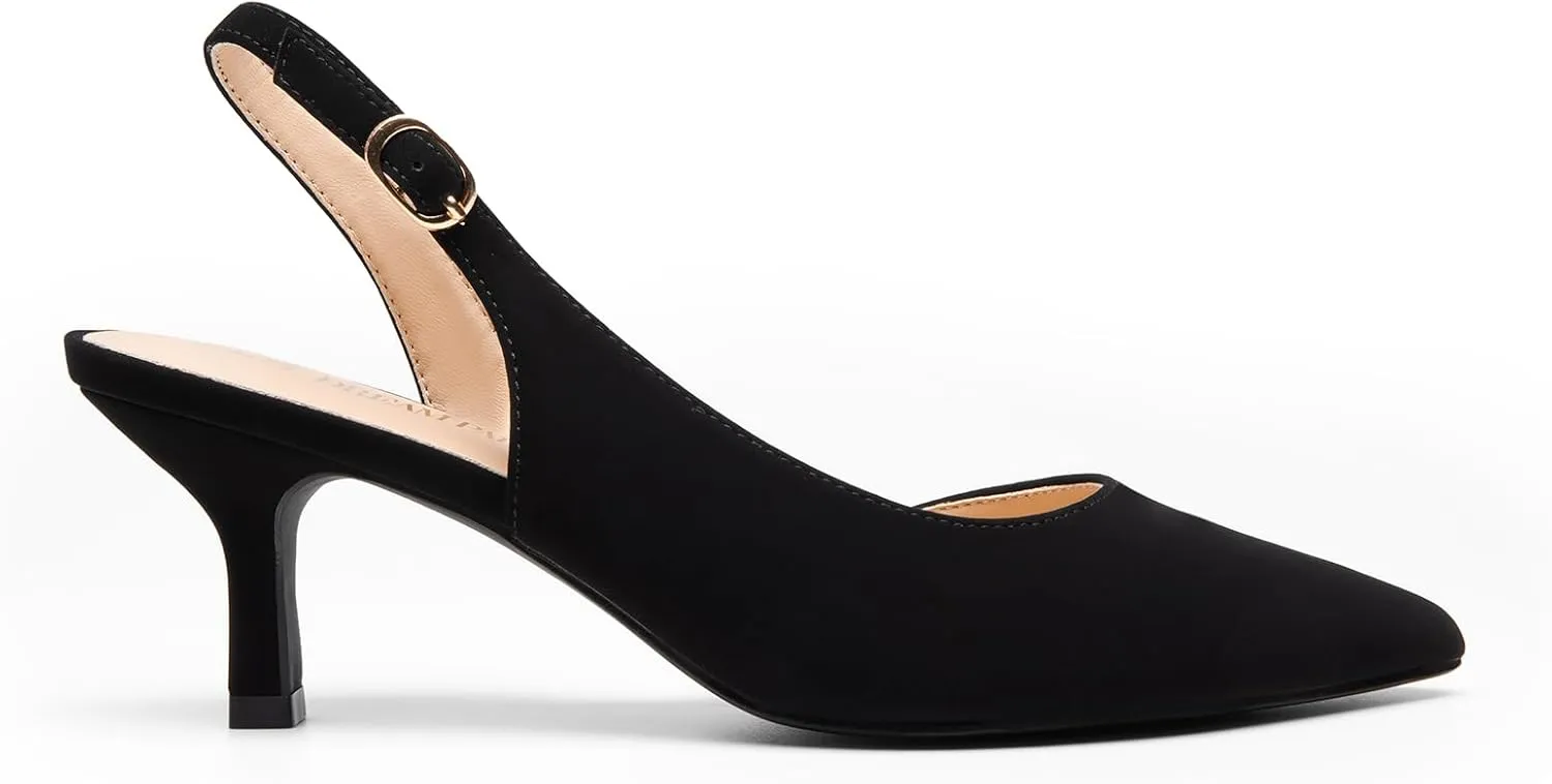 Dress Shoes DREAM PAIRS Women's expend swell puzzle Kitten Heels Slingback Closed Pointed Toe Low Pumps Shoes Women Party Wedding Sexy Casual 