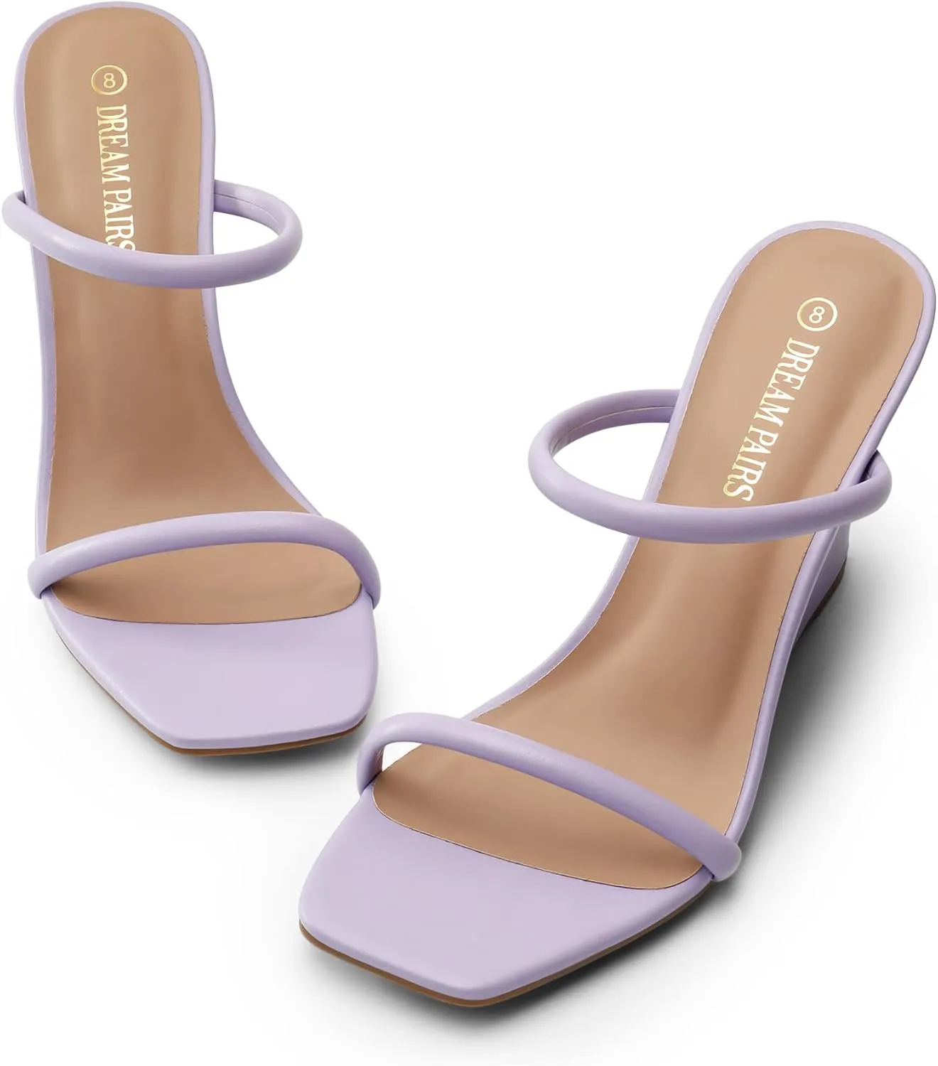 Dress Shoes DREAM PAIRS Women's Slides facial liter impenetrable relay Wedge Sandals Two Strap Square Open Toe 
