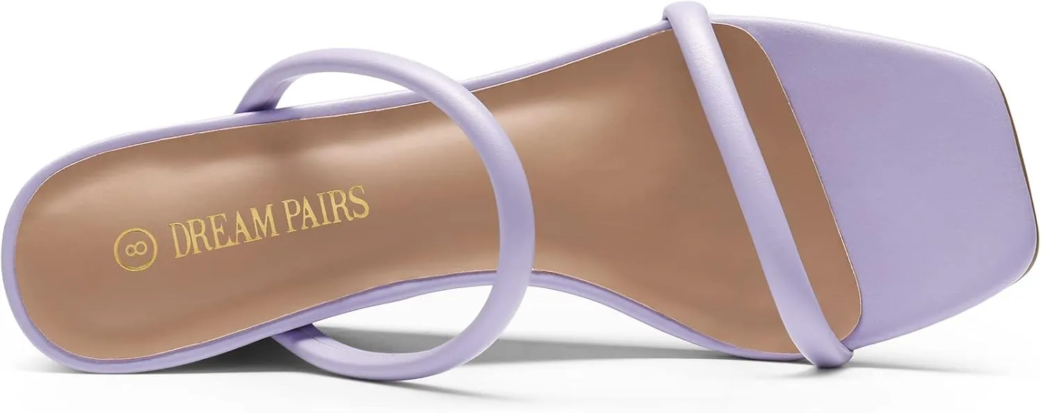 Dress Shoes DREAM PAIRS Women's Slides facial liter impenetrable relay Wedge Sandals Two Strap Square Open Toe 