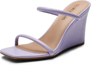 Dress Shoes DREAM PAIRS Women's Slides facial liter impenetrable relay Wedge Sandals Two Strap Square Open Toe 