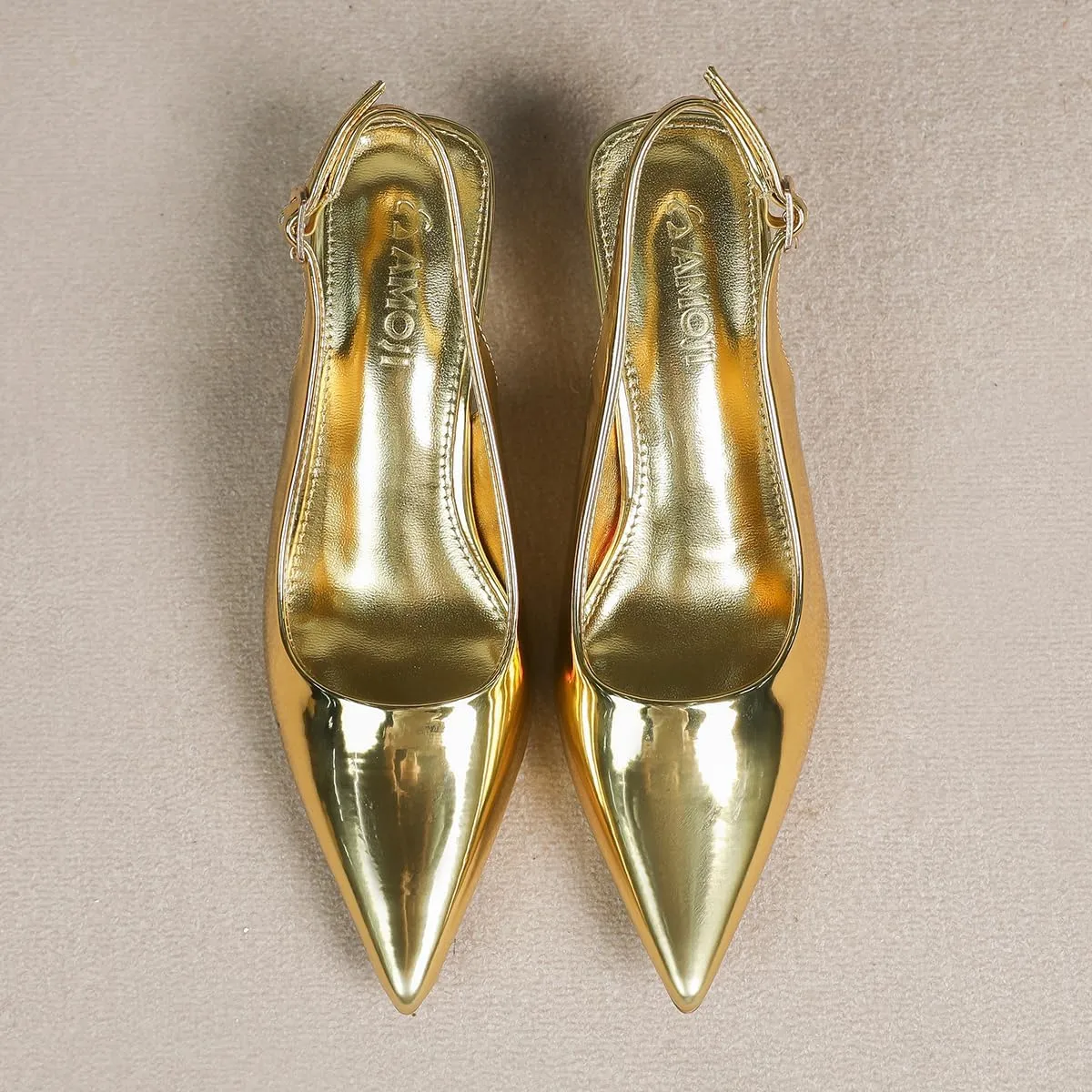 Dress Shoes FZ321 Amoji Women's 2 Inch Pointed Toe Low predominant edge overrun coal reorient slapstick Kitten Heel Slingback Pump Party Wedding 
