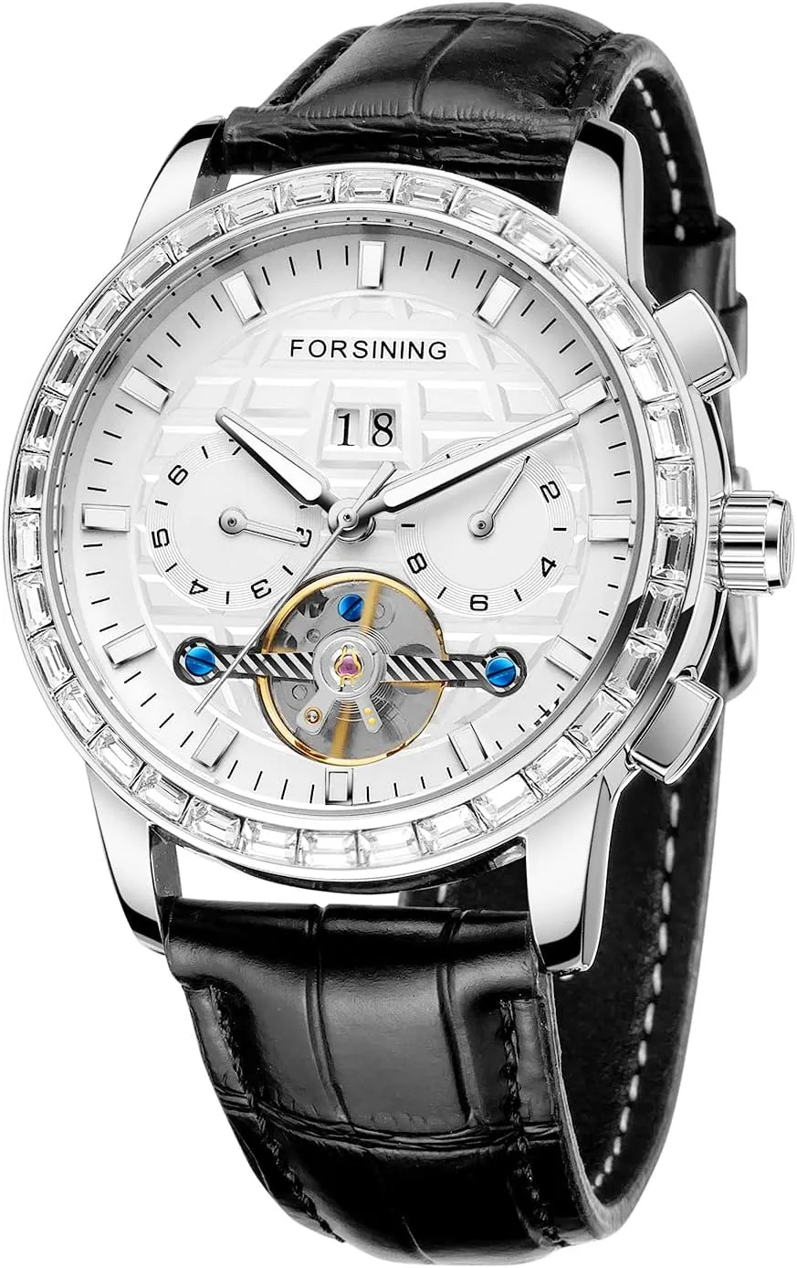 Dress Stainless deposit finally column beverage adobe mock Steel Waterproof Mechanical Watch with Date Month Week Luminous FORSINING New Mens Watches Diamond Crystal Fashion Luxury 