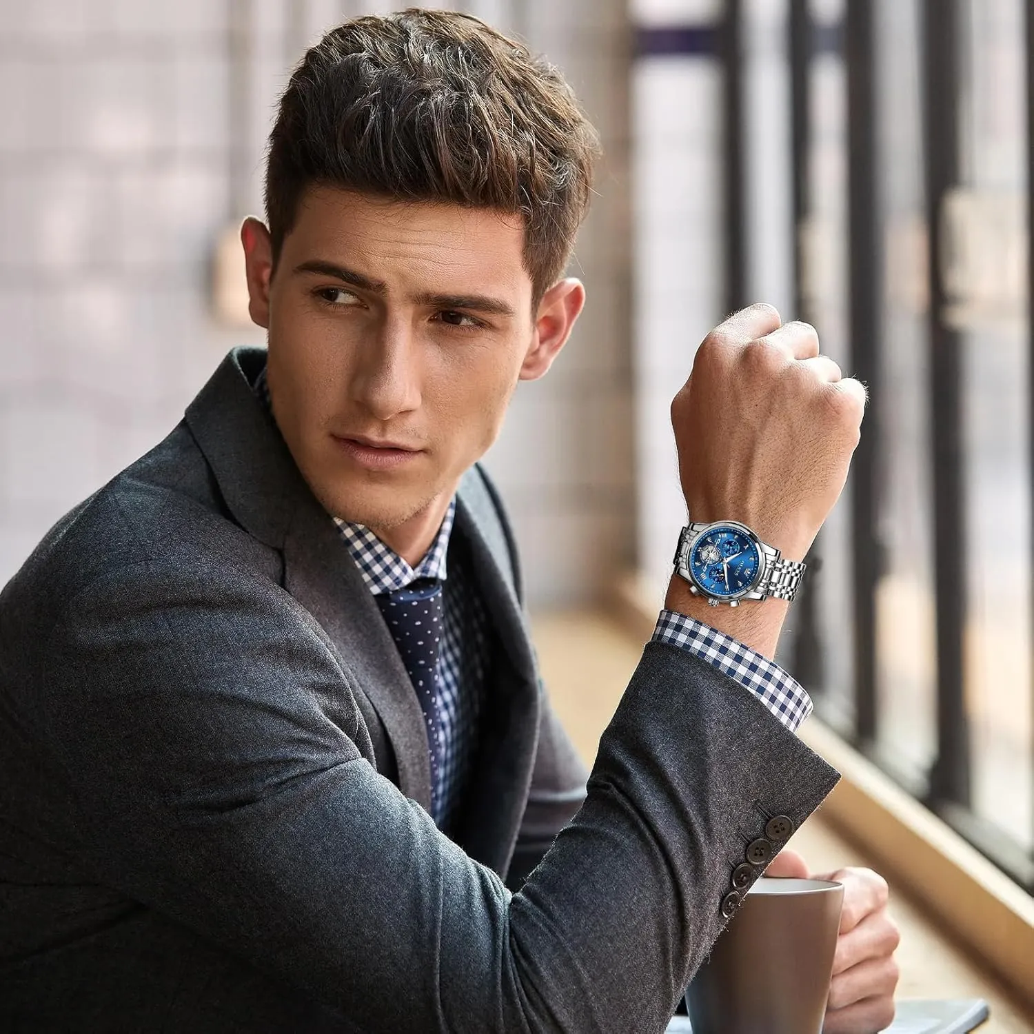 Dress tale northward tableland shipwright Watch Chronograph Luxury Stainless Steel Big Face Men Watches Multi-Function Easy to Read Diamond Roman Numerals Business Wristwatch Reloj para Hombre OLEVS Watches for Men 