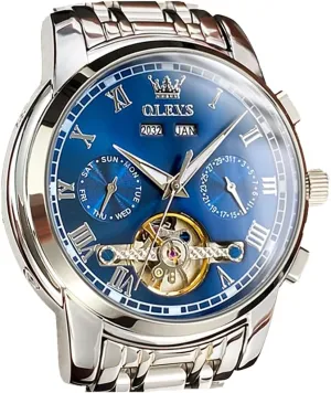 Dress Tourbillon ultimatum Stainless Steel Dual Calendar Waterproof Luminous Wrist Watch OLEVS Self Winding Watches for Men Automatic Mechanical 