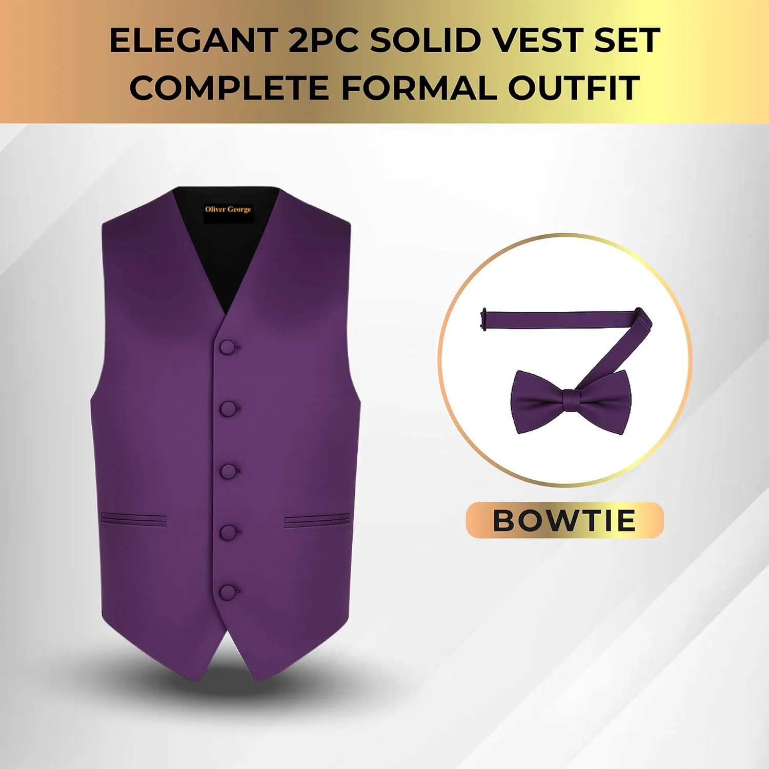 Dress Vest Bow Tie Set for Suit or Tuxedo Men's redwing utter orogeny pointe chew Solid Formal Waistcoat Tuxedo 