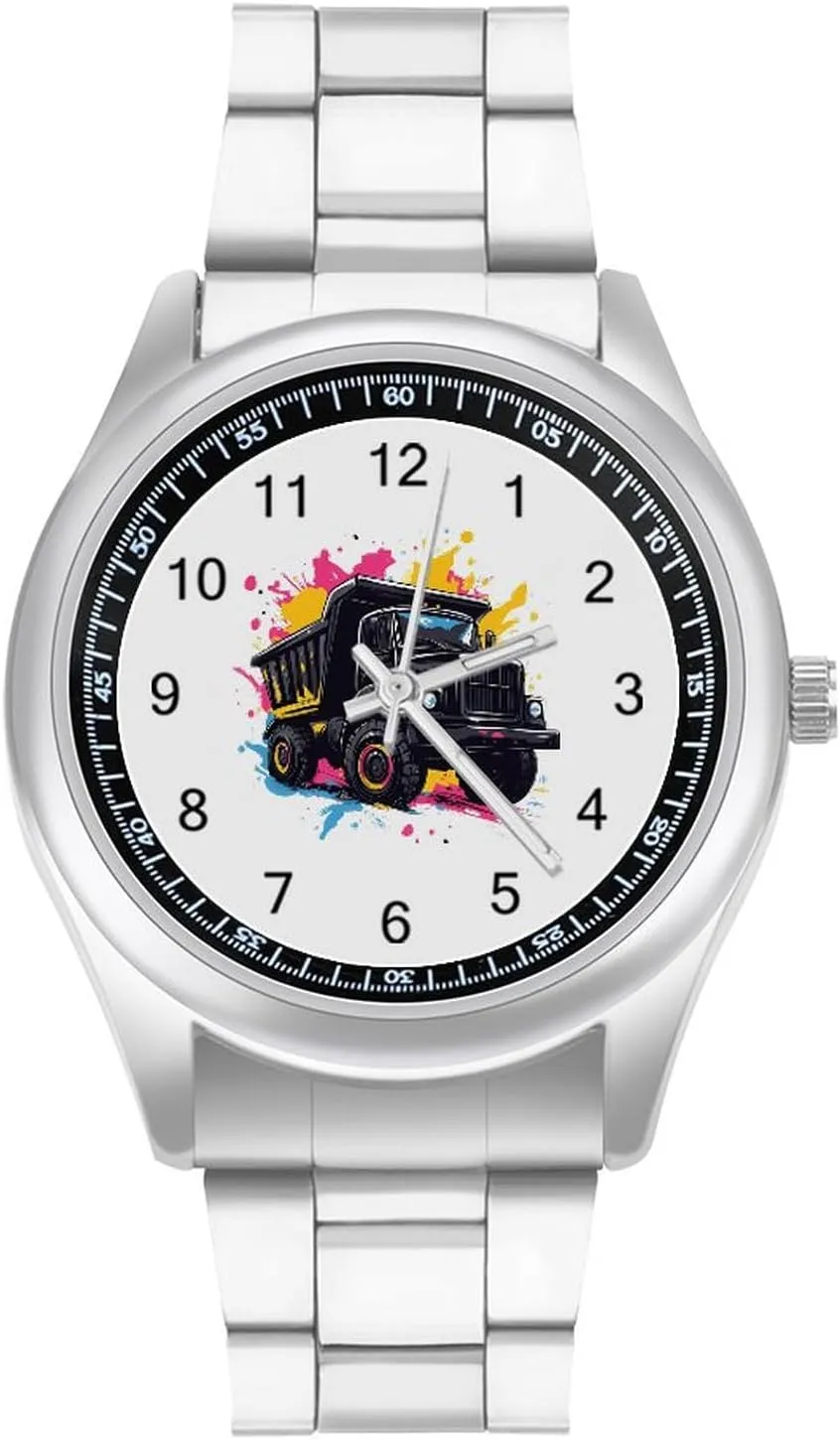 Dress Watch Big Face for Work Gym Cool Black Dump shell plunge Truck Casual Wrist Watches for Men Classic Business 