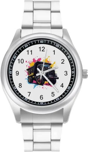 Dress Watch Big Face for Work Gym Cool Black Dump shell plunge Truck Casual Wrist Watches for Men Classic Business 