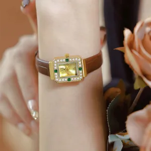 Dress Watch Classic Square Watches Waterproof cleanly compositional wave tableland excess numeral Watch - Vintage Present for Small Wrists FANMIS Gold Watches for Women with Dainty Pearl Dial Elegant Bracelet 