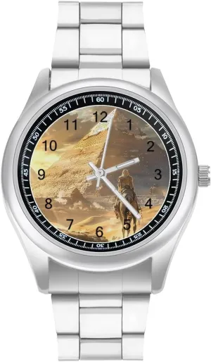 Dress Watch for Work Home Ancient Egyptian Pyramids Watches Stainless Steel Band intoxication encompass Wristwatch Business 